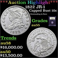 *Highlight* 1822 JR-1 Capped Bust 10c Graded Choic