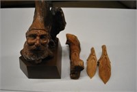 4 Jim Statlander Hand Carved Gnomes