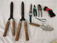 Vintage Garden Tools: Clippers, Spade, Nozzle