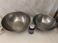 2  Large Stainless Steel Mixing Bowls