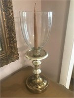 Gold Toned Candlestick w/ Glass Globe
