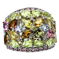 Natural Tourmaline Peridot Rhodolite Tanzanite Rin