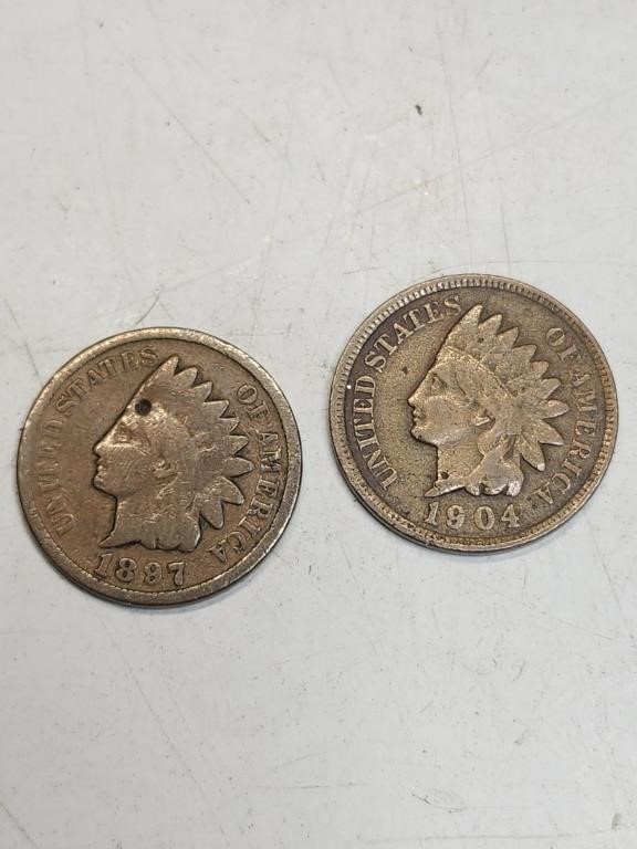 1897 and 1894 Indian Head pennies