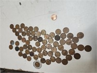 Collection of 71 wheat penny's and 1 2009
