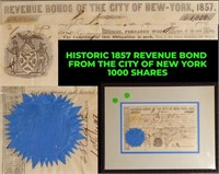 Historic 1857 Revenue Bond from the City of New Yo