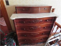 EARLY STEPBACK MARBLE DRESSER - BRING HELP TO