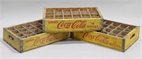 COCA-COLA YELLOW WOODEN CARRIER TRAYS (3)