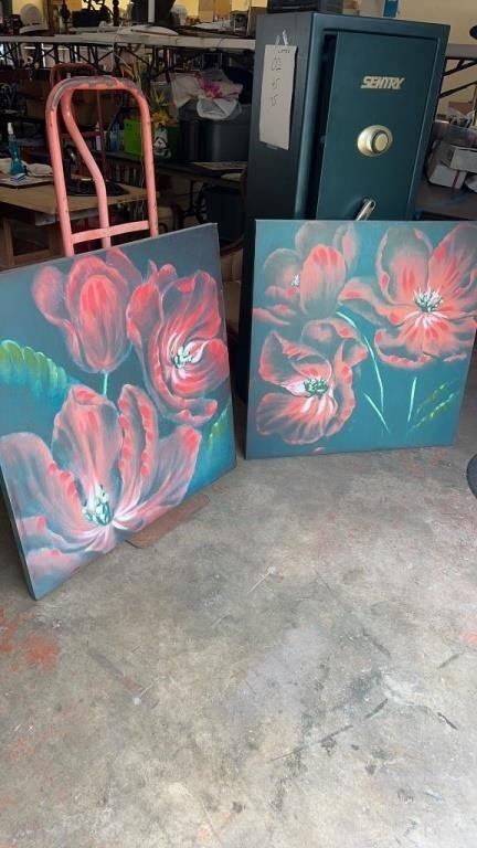 Screen Print on Canvas Flower Pictures