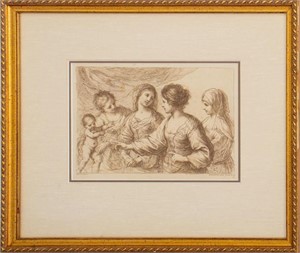 F. Bartolizzi "Four Women with a Boy" Engraving