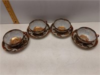 8PC ORIENTAL TEA CUPS AND SAUCERS