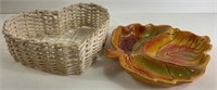 Heart Basket And Leaf Serving Dish