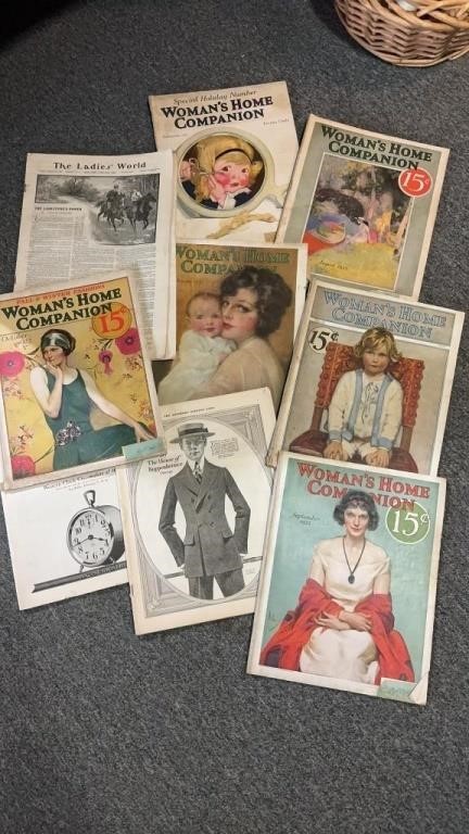 Collection of antique magazines, includes women’s