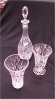 Three pieces of Waterford crystal: 12" high