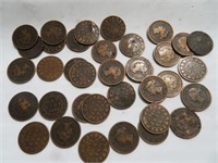 36 large Canadian pennies 1880 to 1889