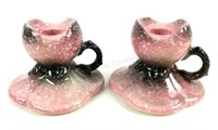 (2) Hull Pottery W30 Water Lily Candle Holders
