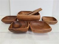 Wood salad bowl set