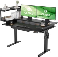 Electric Standing Desk with Storage Shelves