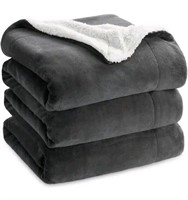 Open Box Bedsure Charcoal Black Sherpa Fleece Blan