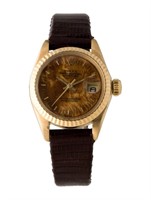 18k Gold Rolex Datejust Brown Automatic Watch 26mm