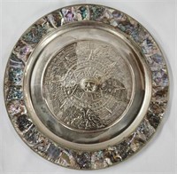 Aztec Calendar Plate With Mother Of Pearl Inlay