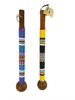 2- Zululand Beaded Ceremonial Knobkerrie