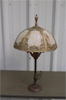 Brown and tan Slag glass shade on an antique