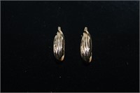 Pair of Golden Twisted Design Hoop Earrings