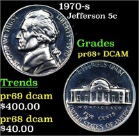 Proof 1970-s Jefferson Nickel 5c Grades GEM++ Proo