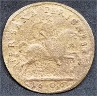 1606 Dated European Jeton Coin, Larger Size