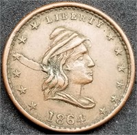 1864 Civil War Token: Capped Liberty/Our Army