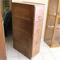 4-Drawer Vtg Wooden File Cabinet