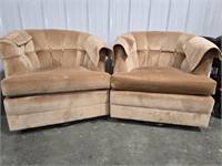 (2) MATCHING UPHOLSTERED SWIVEL CHAIRS