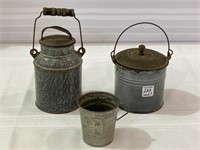 Lot of 3 Including Grey Porcelain Berry Bucket
