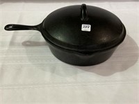 Unmarked Cast Iron Deep Skillet w/ Lid