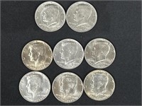 Six bicentennial Kennedy, halves included with a