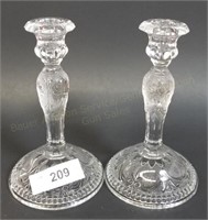 Pair of 8" Pattern Glass Candlesticks