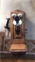 " The Dean Electric Co " Oak Long Box Telephone