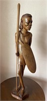 Carved Wood African Maasai Warrior