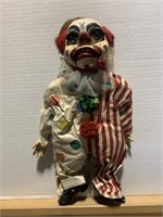 17 in tall wooden clown puppet