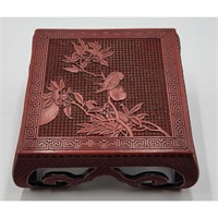 Chinese Cinnabar Scholars Table With Birds Qing D