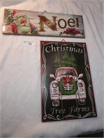 Two Wooden Christmas Decor Signs