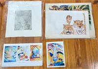 Group of Original Art Prints & Drawings