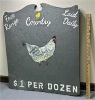 Vintage Folk-Art Country Wooden 'Egg Sign' See