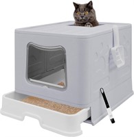 B2542  Foldable Cat Litter Box Grey XL