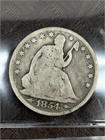 1854 Seated Lib Half Arrows -90% Silver Coin
