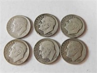 6 liberty dimes 1950's