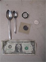 2 Sterling Spoons & High Grade Toned Pre 1964