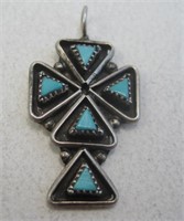 NA Turquoise & SS Shadow Box Pendant