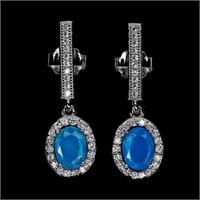 Natural Ethopian  Blue Opal Earrings