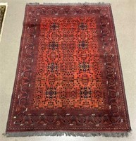 7.5ft Traditional Turkmen Fringed Wool Area Rug